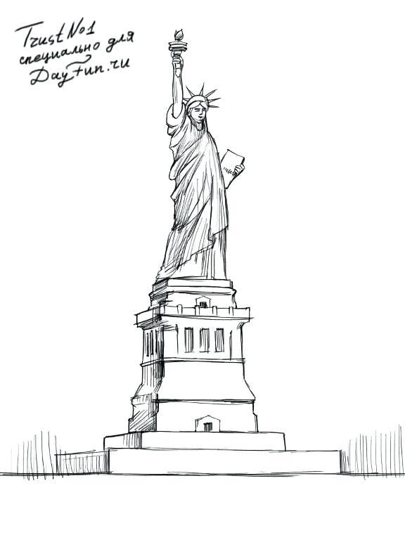 576x768 How To Draw Statue Of Liberty Face Step - Statue Of Liberty Drawing Step By Step
