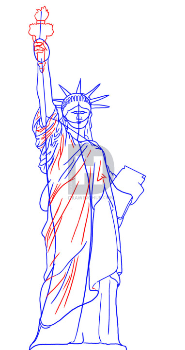 382x720 How To Draw The Statue Of Liberty, Step - Statue Of Liberty Drawing Step By Step