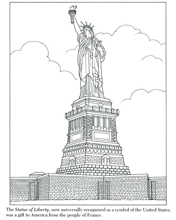 600x750 Statue Of Liberty Crown Coloring - Statue Of Liberty Drawing Template