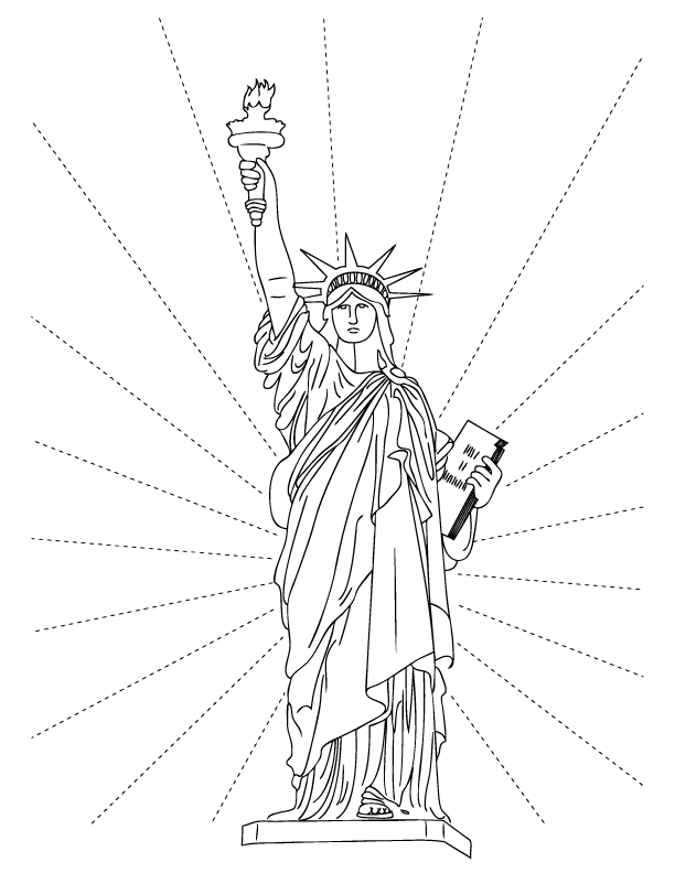 612x792 Statue Of Liberty Drawing Outline - Statue Of Liberty Drawing Template