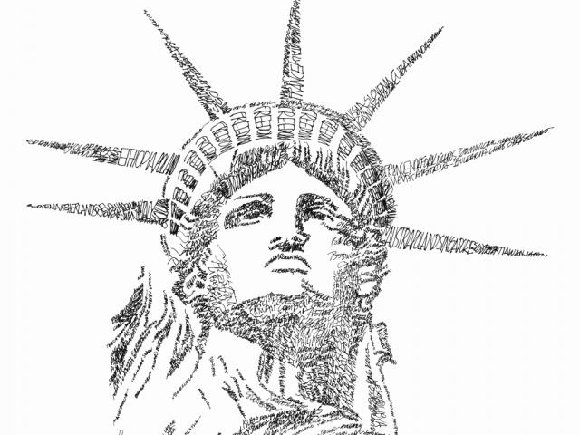 640x480 Drawn Statue Of Liberty Face - Statue Of Liberty Face Drawing