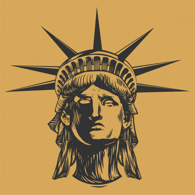 626x626 Liberty Face Statue Hand Drawn Vector Premium Download - Statue Of Liberty Face Drawing