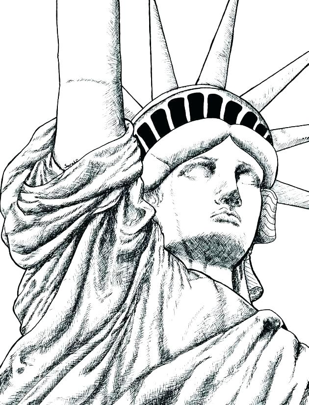630x825 Statue Of Liberty Coloring - Statue Of Liberty Face Drawing
