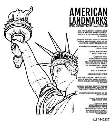 455x500 The Statue Of Liberty Hand Drawn Vector Illustration, American - Statue Of Liberty Face Drawing