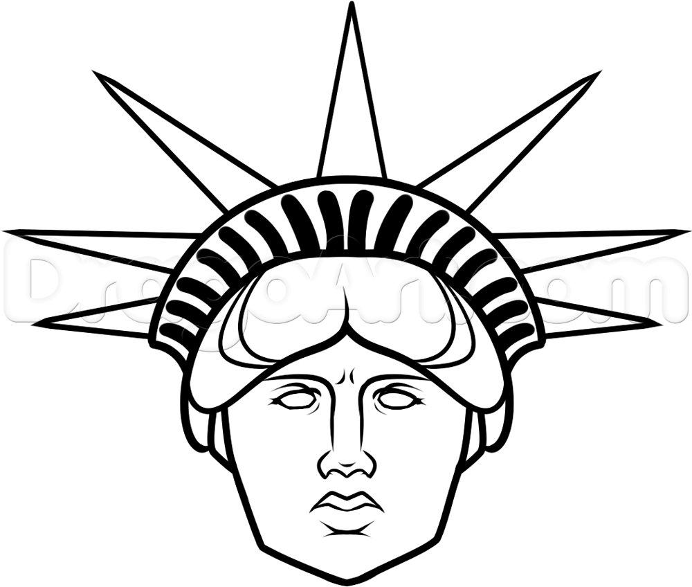 1000x848 How To Draw Statue Of Liberty Face Step Art - Statue Of Liberty Face Drawing