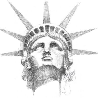 400x400 Statue Of Liberty Face Sketch - Statue Of Liberty Face Drawing