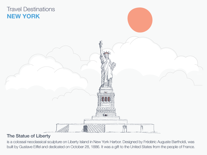 800x600 New York - Statue Of Liberty Line Drawing