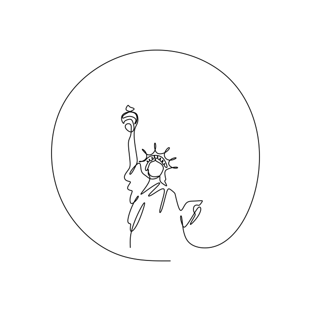640x640 Statue Of Liberty Isolated One White Background With Continuous - Statue Of Liberty Line Drawing