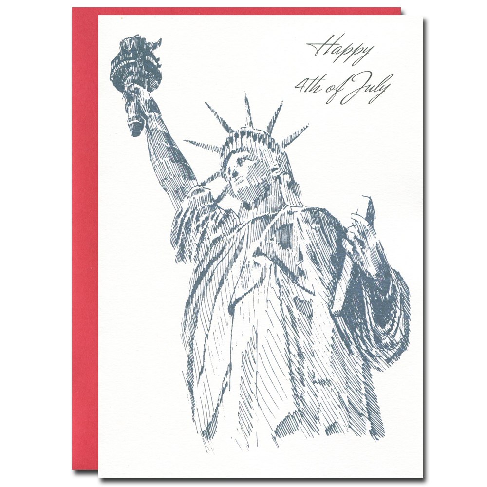 1000x1000 Boxed July Cards For Business Lady Liberty - Statue Of Liberty Line Drawing