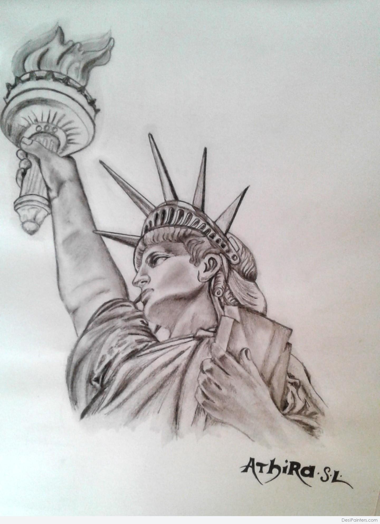 1440x1986 Great Pencil Sketch Of Statue Of Liberty - Statue Of Liberty Pencil Drawing