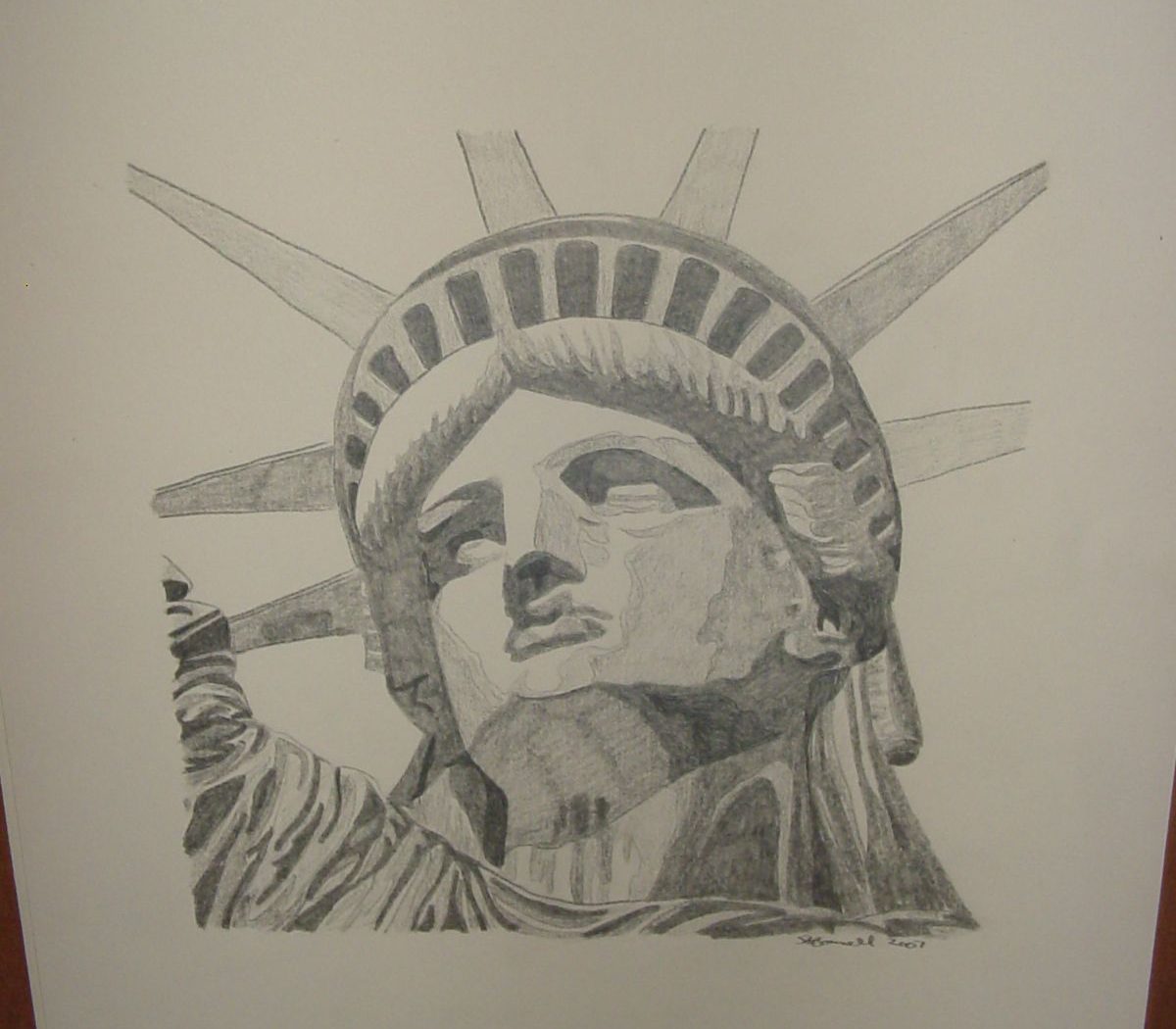 Статуя свободы карандашом