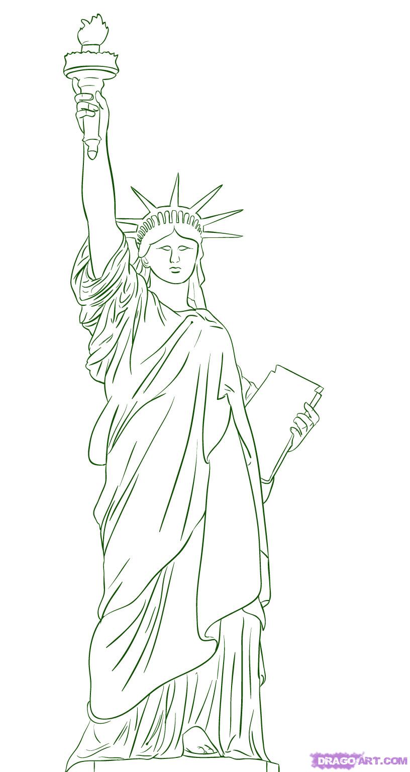 816x1535 How To Draw The Statue Of Liberty, Step - Statue Of Liberty Pencil Drawing