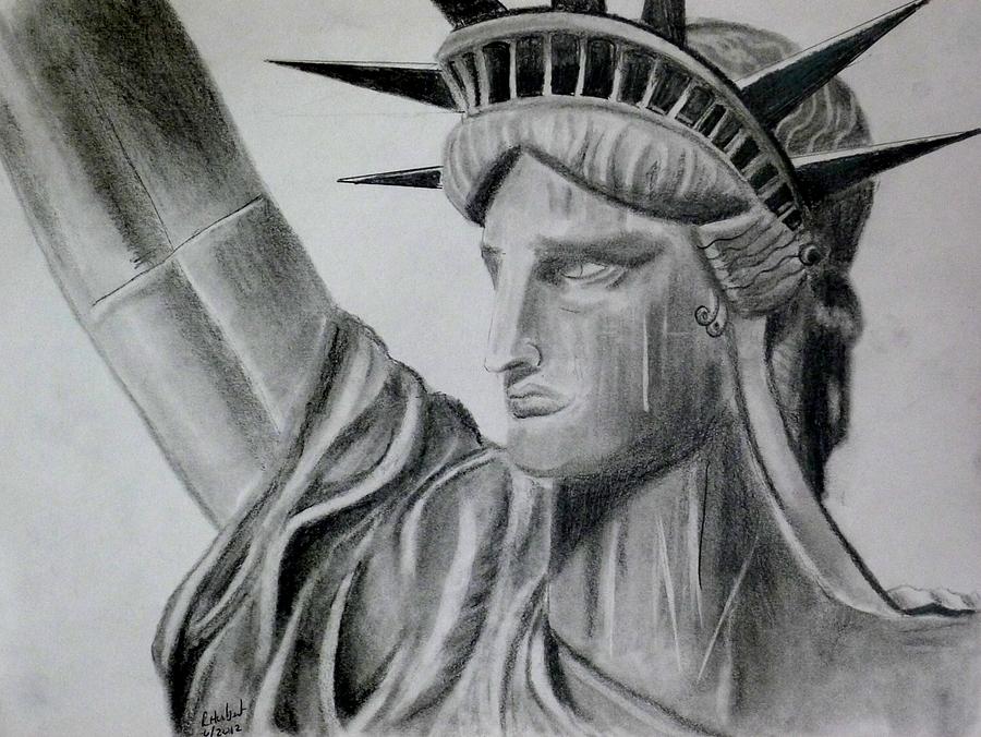 900x676 Lady Liberty Drawing - Statue Of Liberty Pencil Drawing