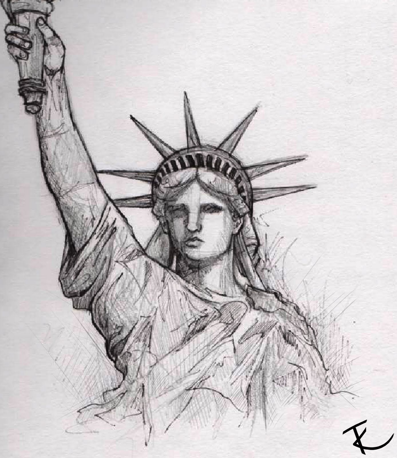 1387x1600 Resultado De Imagem Para Sketching Patriotism Statue - Statue Of Liberty Pencil Drawing