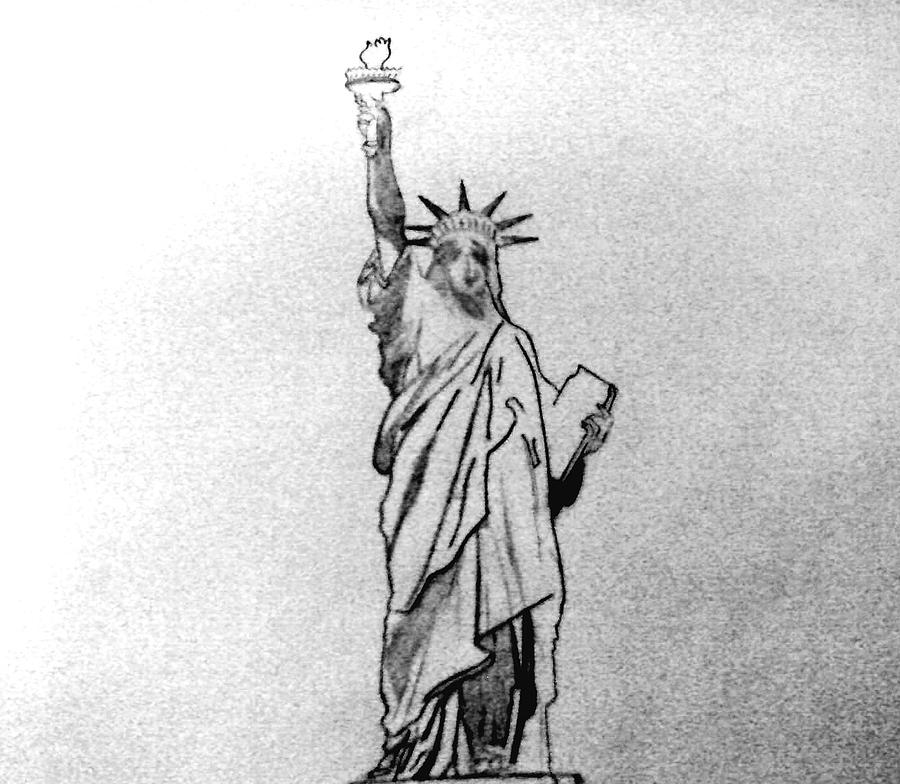 900x784 Statue Of Liberty Drawing - Statue Of Liberty Pencil Drawing