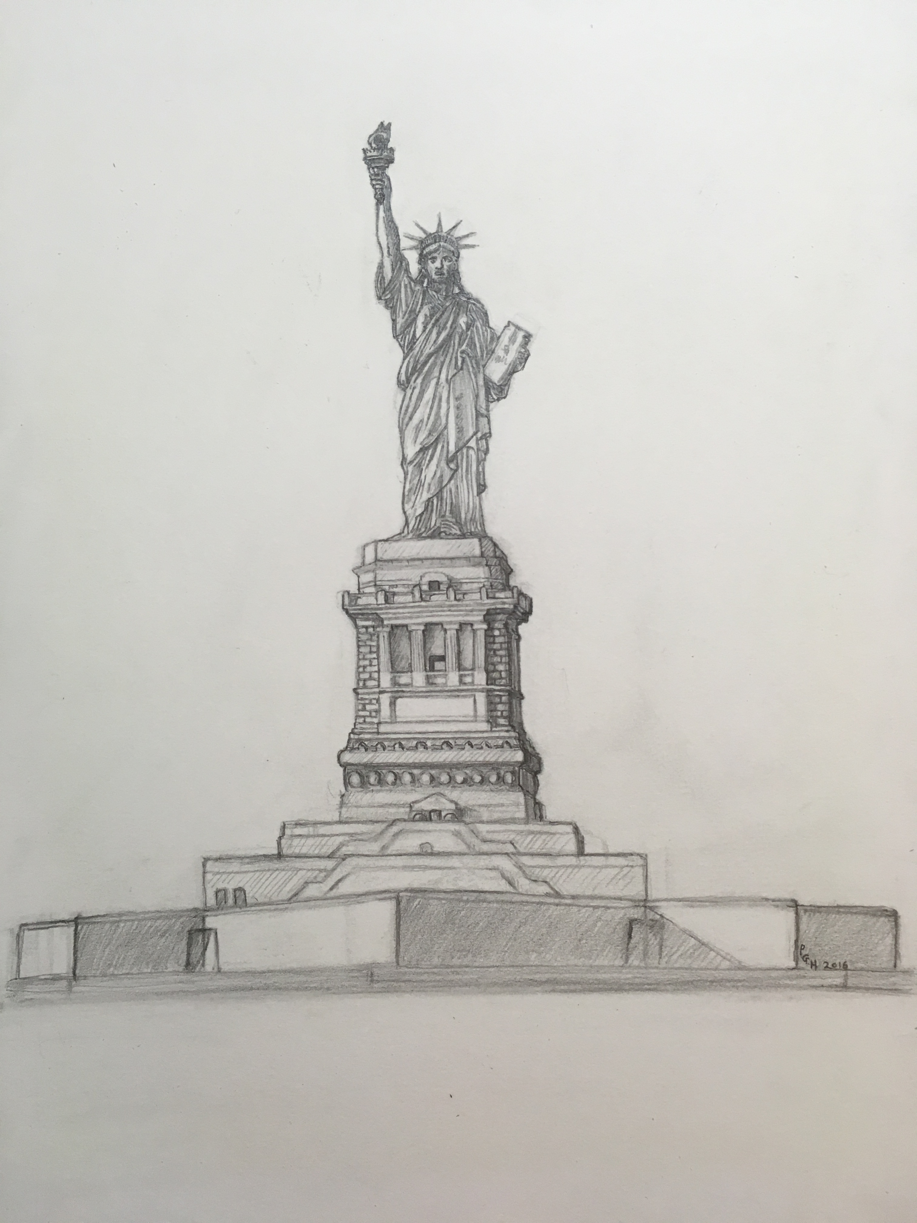 3024x4032 travel drawing study of the statue of liberty peter holland's art - Statue Of Liberty Pencil Drawing
