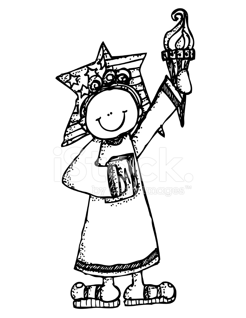 791x1024 Lady Liberty Holding Torch And Book, With Star Behind Head Stock - Statue Of Liberty Torch Drawing