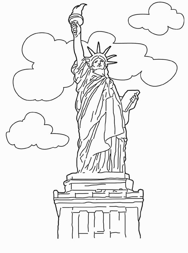 622x840 Statue Of Liberty Coloring - Statue Of Liberty Torch Drawing