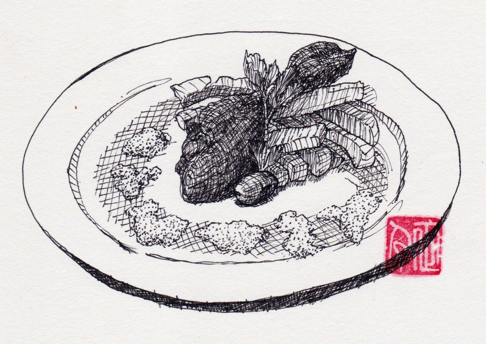 1600x1135 hamburg steak drawing hand - Steak Drawing