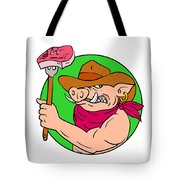 180x180 cowboy hog holding barbecue steak drawing color digital art - Steak Drawing