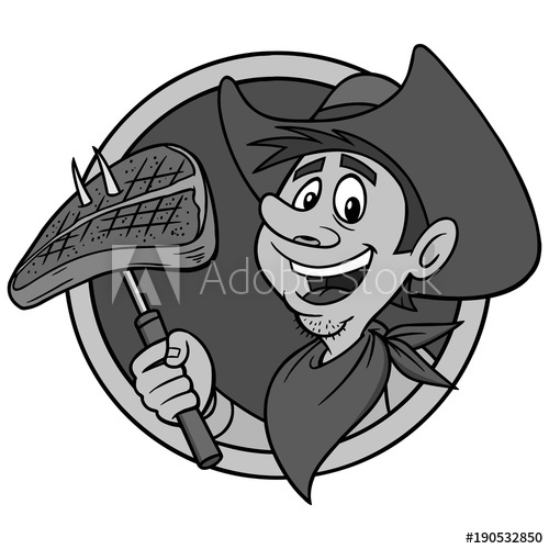 500x500 cowboy steak illustration - Steak Drawing Cartoon