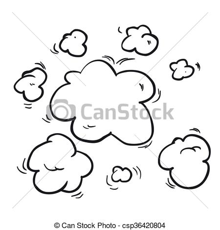 450x470 simple black and white freehand drawn cartoon steam clouds - Steam Drawing