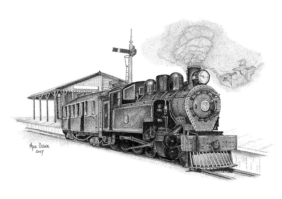 900x636 steam train drawing pointillism drawing - Steam Drawing