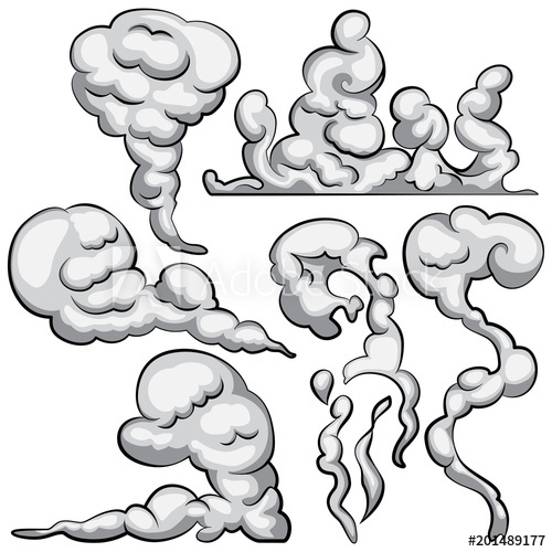 500x500 cartoon smoke vector set comic mist, fog, steam illustration - Steam Drawing
