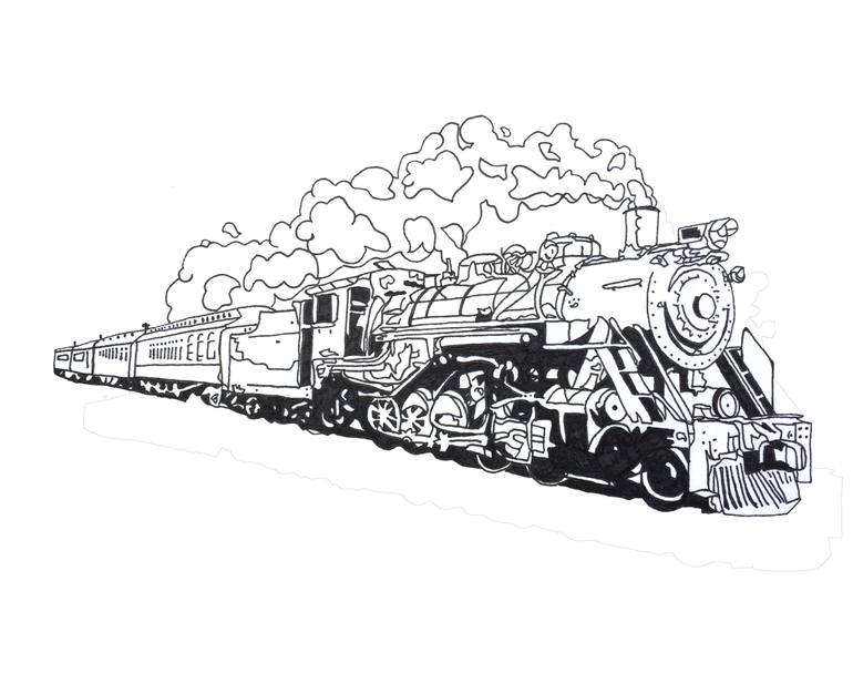 770x616 train drawing steam engine for free download - Steam Engine Train Drawing