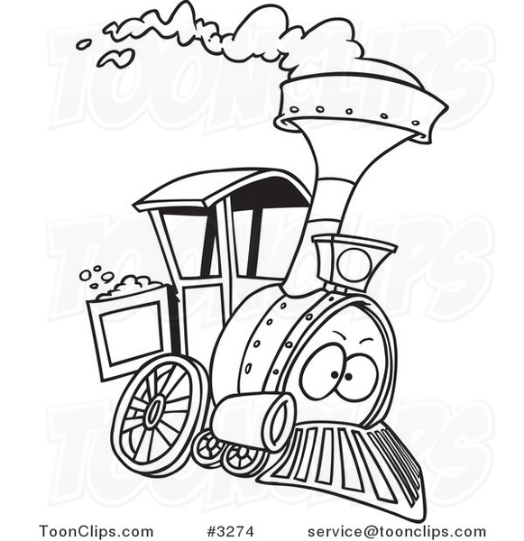 581x600 cartoon black and white line drawing of a steam engine train - Steam Engine Train Drawing