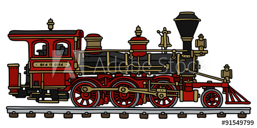 500x250 old american steam locomotive hand drawing, vector illustration - Steam Locomotive Drawings