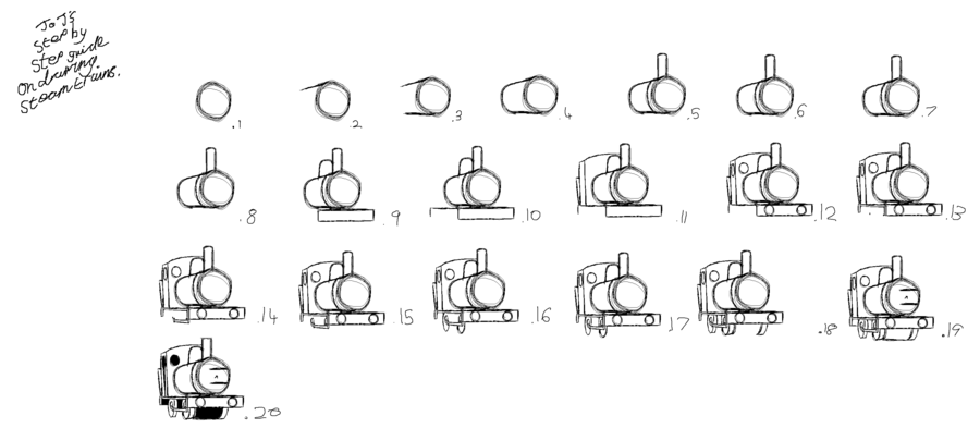 900x393 Pictures How To Draw A Train - Steam Train Drawing