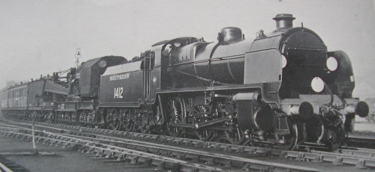 1200x551 Secr N Class - Steam Train Drawing Side View