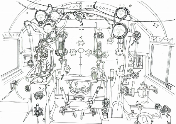 600x423 Helen Young Art - Steam Train Line Drawing