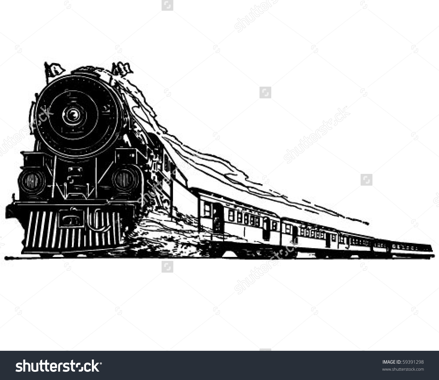 1500x1300 Clipart Steam Locomotive - Steam Train Line Drawing