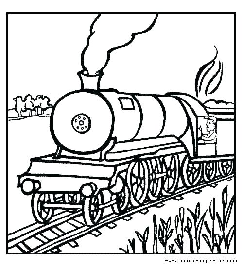 500x550 Steam Engine Coloring Pages - Steam Train Line Drawing