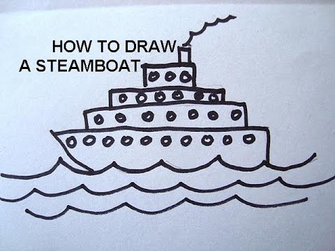 480x360 how to draw a steamship, free art lessons for kids, learn how - Steamboat Drawing
