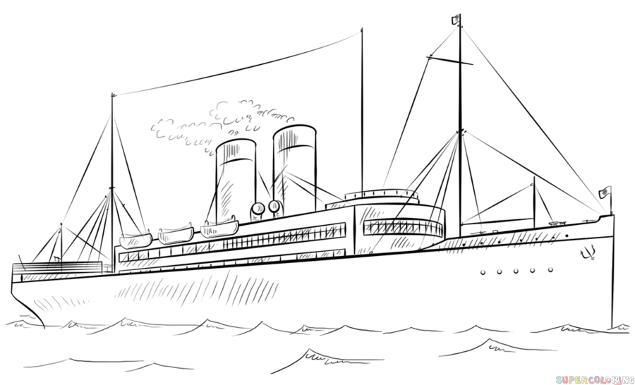 900x546 yacht drawing steamboat for free download - Steamboat Drawing
