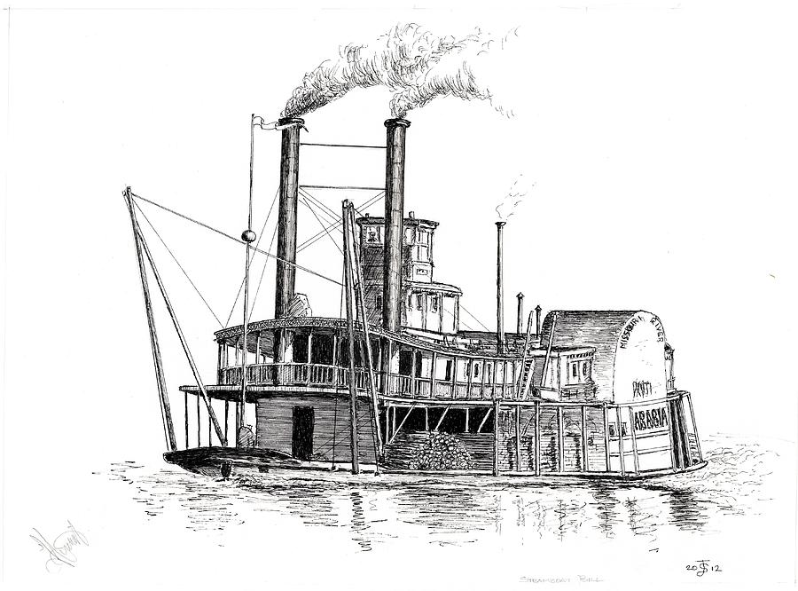 900x666 steamboat bill the arabia drawing - Steamboat Drawing
