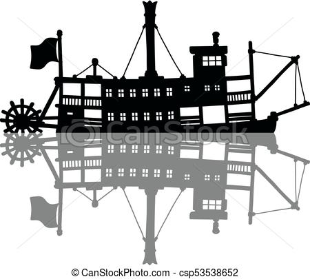 450x405 the silhouette of a vintage steamboat hand drawing of a black - Steamboat Drawing