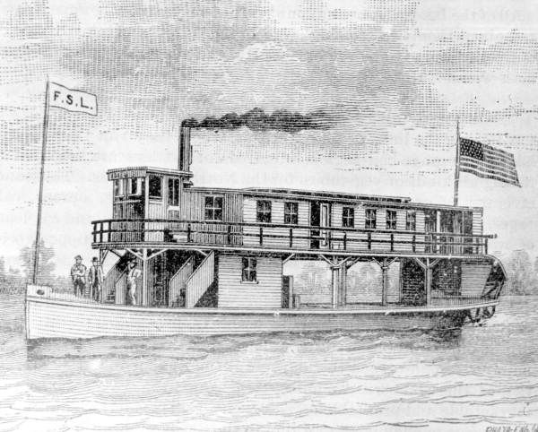 600x482 drawing of the steamboat f s lewis - Steamboat Drawing