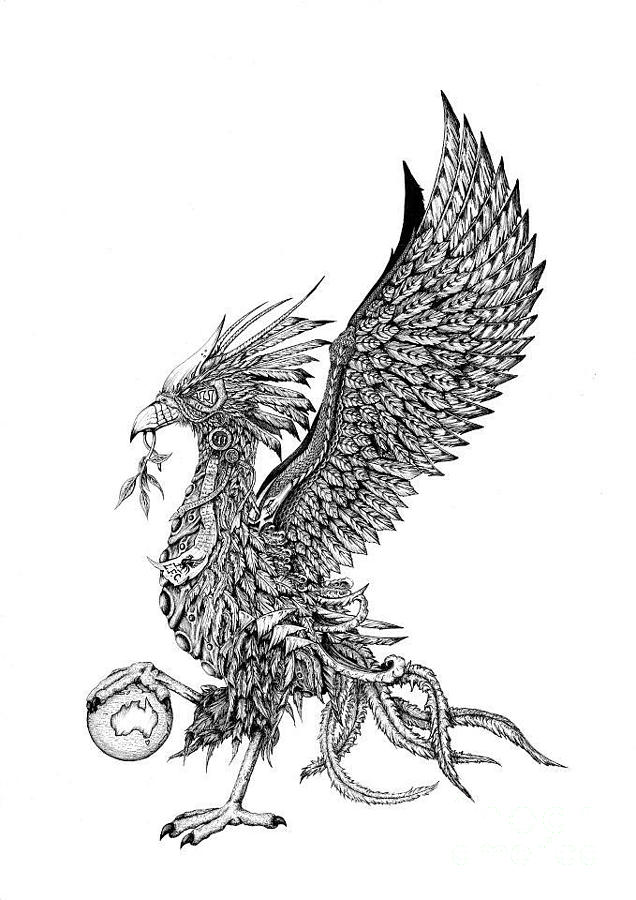 636x900 Liver Bird Drawing - Steampunk Bird Drawing