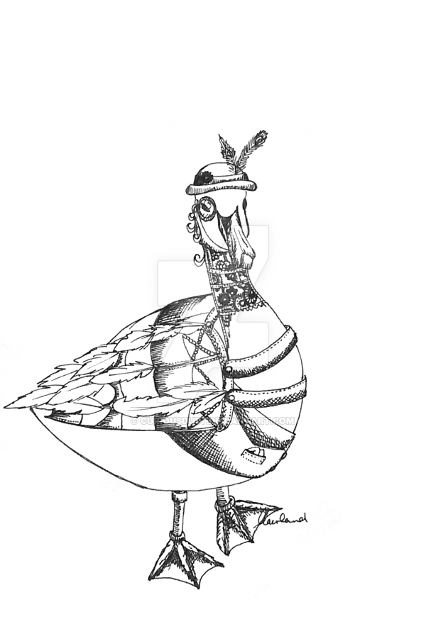 600x887 Steampunk Bird - Steampunk Bird Drawing