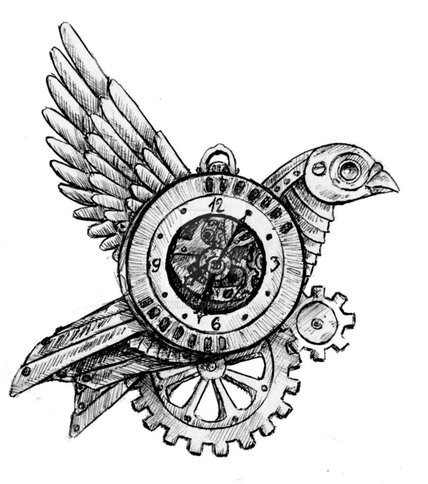 841x951 Steampunk Bird - Steampunk Bird Drawing