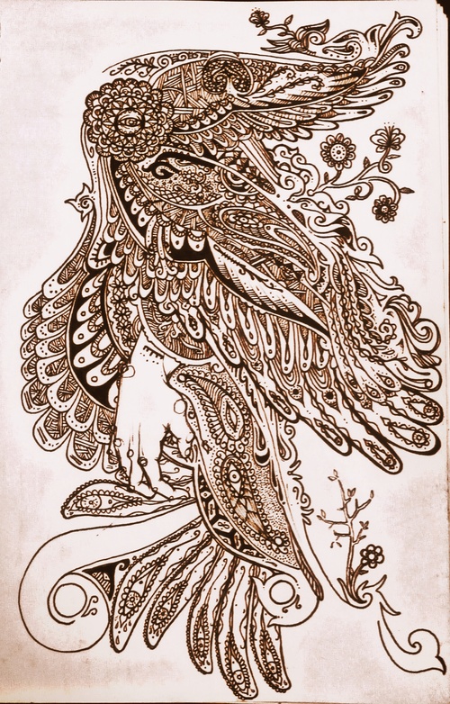 500x782 Steampunk Butterfly Drawing - Steampunk Bird Drawing