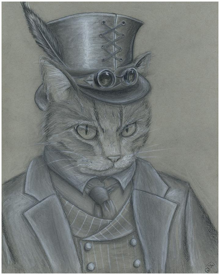 720x900 steampunk cat drawing - Steampunk Cat Drawing