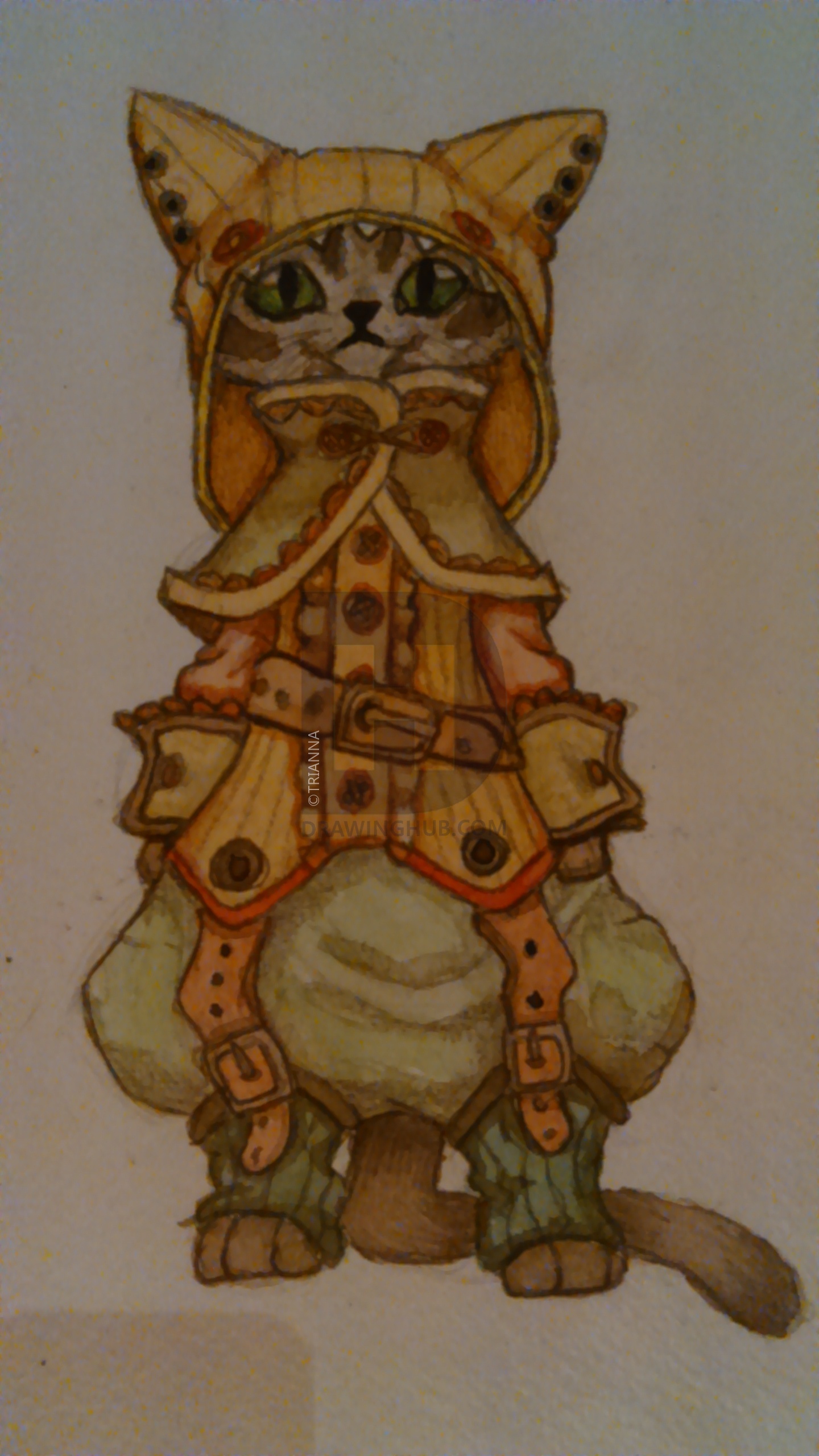 1440x2560 steampunk cat drawing - Steampunk Cat Drawing