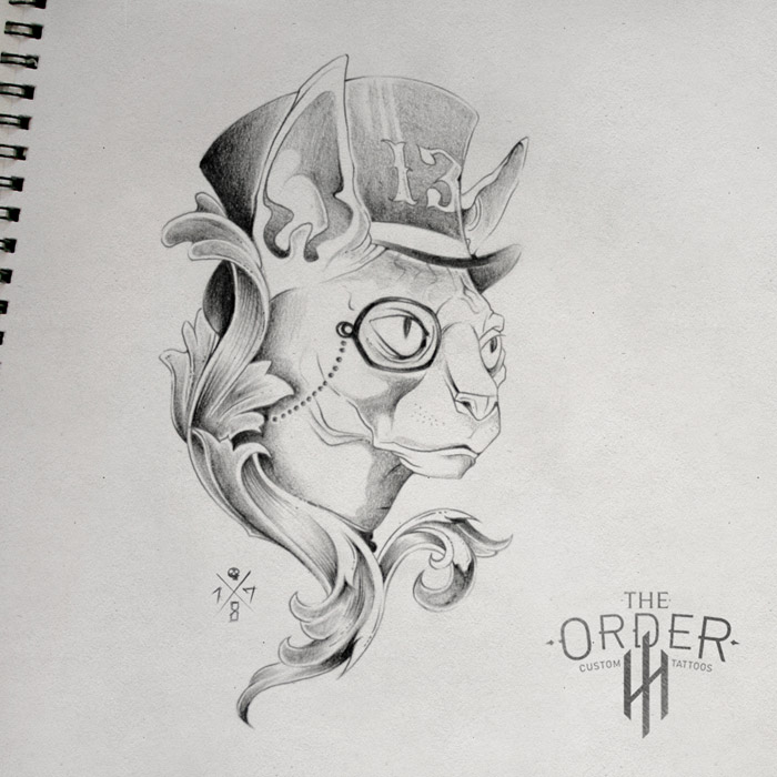 700x700 steampunk cat sketch - Steampunk Cat Drawing