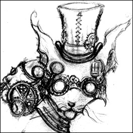 264x264 steampunk cat - Steampunk Cat Drawing