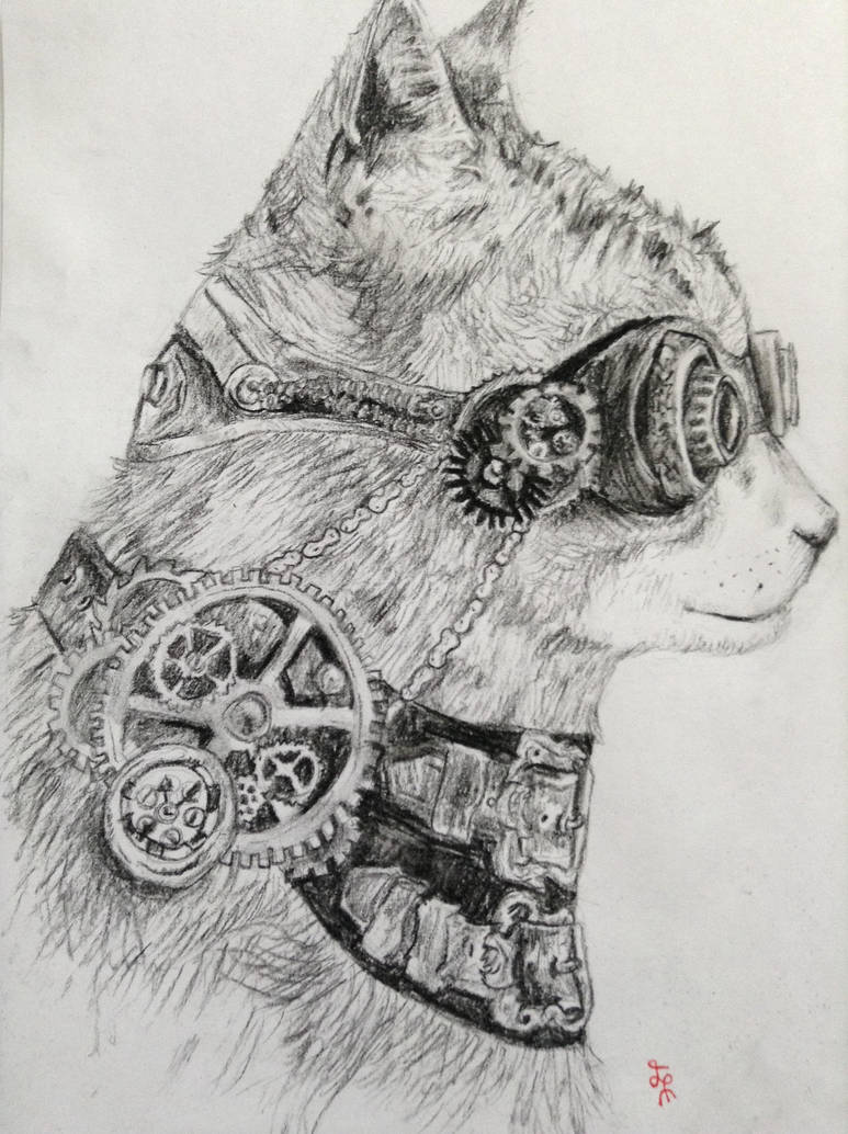 773x1034 steampunk cat - Steampunk Cat Drawing